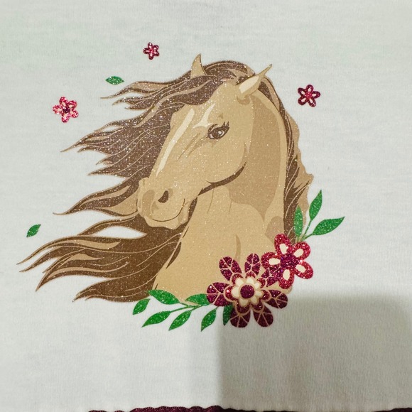 Lilt Kids Girls White Long Sleeve Horse Floral Burgundy Tulle Tutu Dress Size 5 - Picture 2 of 12